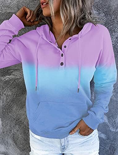 Hooded Sweatshirts for Women Hoodies Pullover Casual Sports Top Button Down Shirt with Pockets
