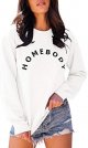 Womens Graphic Sweatshirt Crew Neck Solid Color Long Sleeve Casual Loose Letter Pullover Tops