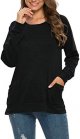 Womens Long Sleeve Tunic Tops Casual Loose Fit Sweatshirts Round Neck Pullover Blouse Sweatshirts with Pocket