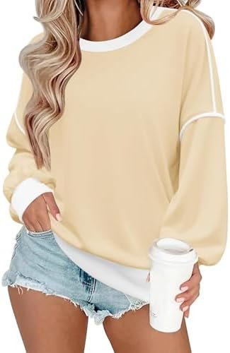 Women Sweatshirts Pullover Tops Long Sleeve Shirts Loose Fit Tops Casual Fall Outfits Y2K Clothes