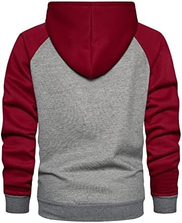 Mens Zip Up Hoodie Color Block Long Sleeve Casual Sweatshirt Sport Outwear with Pocket
