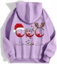 Christmas Women's Printed Zipper Long Sleeve Pocket Drawstring Casual Sports Hoodie Zip Hoodie Sweatshirt