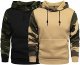 Men's Pullover Hoodie Blend Long Sleeve Contrast Color Military Sweatshirt with Kanga Pocket
