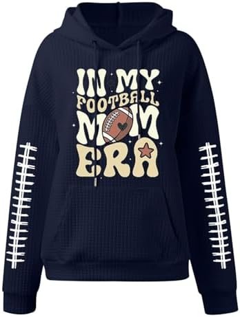 Women Casual Letter Graphic Printed Hoodie Long Sleeve Sweatshirts Shirt Pullover Football Sweatshirts Blouse
