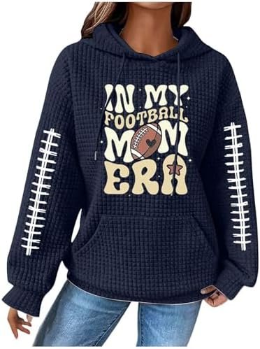 Women Casual Letter Graphic Printed Hoodie Long Sleeve Sweatshirts Shirt Pullover Football Sweatshirts Blouse