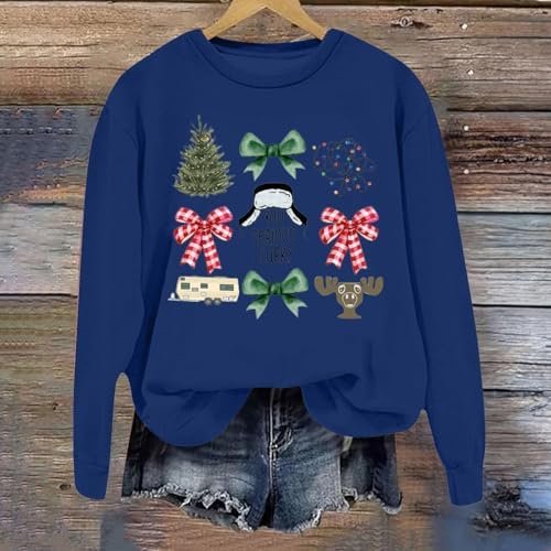 Women's Winter Fashion Sweatshirt Festive Christmas Print Round Neck Top Oatmeal Hoodie Women