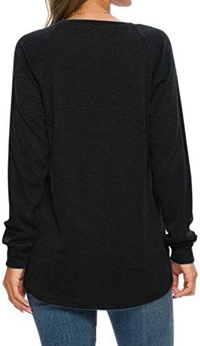 Womens Long Sleeve Tunic Tops Casual Loose Fit Sweatshirts Round Neck Pullover Blouse Sweatshirts with Pocket