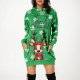Christmas Women's Printed Long Sleeved Hooded Sweatshirt with Pocket Hoodie Pullover Dress Pencil Dress for Women