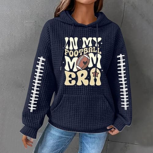Women Casual Letter Graphic Printed Hoodie Long Sleeve Sweatshirts Shirt Pullover Football Sweatshirts Blouse