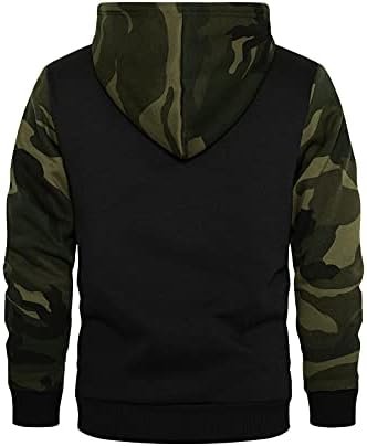 Men's Pullover Hoodie Blend Long Sleeve Contrast Color Military Sweatshirt with Kanga Pocket
