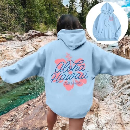 Womens Fashion Floral Letter Print Hoodies Cute Preppy Sweatshirt Casual Loose Long Sleeve Drawstring Pocket Pullovers