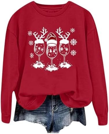 Christmas Ladies' Printed Casual Long Sleeved Pullover Round Neck Hooded Sweatshirt 1 Young Womens Hoodies