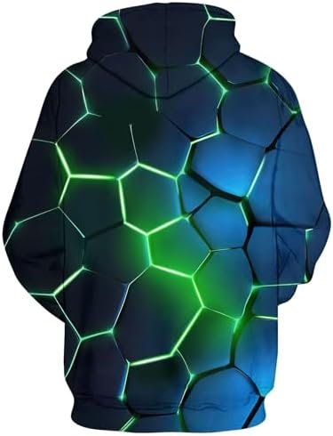 Unisex Novelty Hoodies for Men 3D Printed Graphics Pockets Pullover Sweatshirts Christmas Halloween
