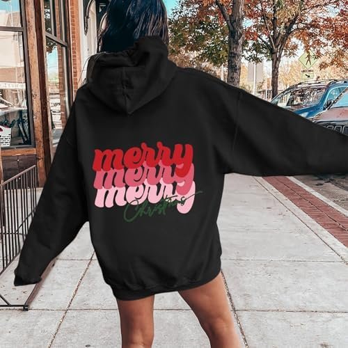Christmas Women's Letter Print Hoodies Long Sleeved Hoodie With Pockets Style Clothes Women