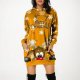 Christmas Women's Printed Long Sleeved Hooded Sweatshirt with Pocket Hoodie Pullover Dress Hoodie Peach Slip