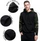 Men's Pullover Hoodie Blend Long Sleeve Contrast Color Military Sweatshirt with Kanga Pocket