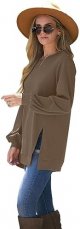 Womens Sweatshirt Crew Neck Balloon Sleeve Split Hem Dressy Casual Tops