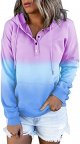 Hooded Sweatshirts for Women Hoodies Pullover Casual Sports Top Button Down Shirt with Pockets