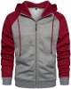 Mens Zip Up Hoodie Color Block Long Sleeve Casual Sweatshirt Sport Outwear with Pocket