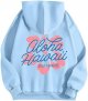 Womens Fashion Floral Letter Print Hoodies Cute Preppy Sweatshirt Casual Loose Long Sleeve Drawstring Pocket Pullovers
