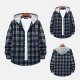Hoodies for Men Fashion Long Sleeve Plaid Button Shirts Jacket With Hood Casual Stylish Drawstring Sweatshirts