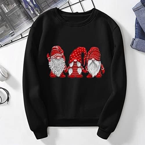 Women Christmas Print Casual Sweatshirt Round Neck Long Sleeve Raglan Sweatshirt Top College Sweatshirts Ladies