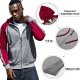 Mens Zip Up Hoodie Color Block Long Sleeve Casual Sweatshirt Sport Outwear with Pocket