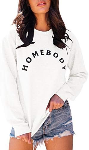 Womens Graphic Sweatshirt Crew Neck Solid Color Long Sleeve Casual Loose Letter Pullover Tops