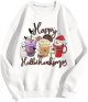 Women's Long Sleeved Crew Neck Christmas Print Lightweight Hoodie Women Hoodies Pullover Tunic