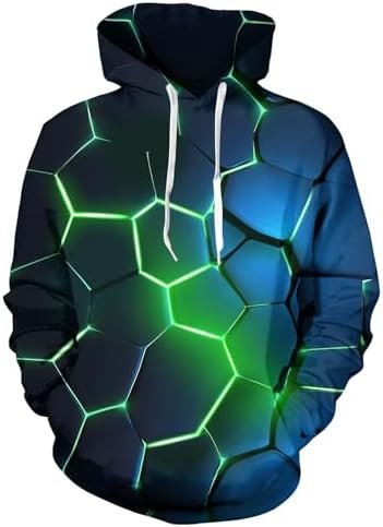 Unisex Novelty Hoodies for Men 3D Printed Graphics Pockets Pullover Sweatshirts Christmas Halloween