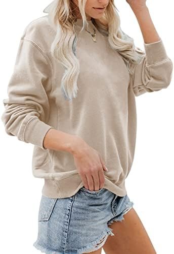 Womens Casual Sweatshirts Long Sleeve Loose Fit Soft Pullover Tops