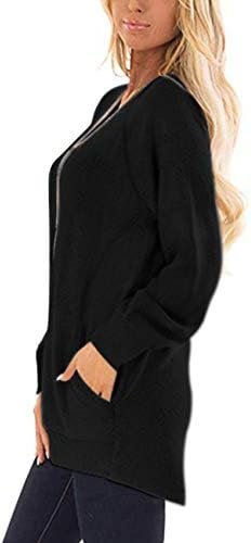Womens Long Sleeve Tunic Tops Casual Loose Fit Sweatshirts Round Neck Pullover Blouse Sweatshirts with Pocket