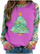 Christmas Women's Tree Themed Printed Pullover Top With Shoulder Sleeve Hoodie Women's Clothes Winter