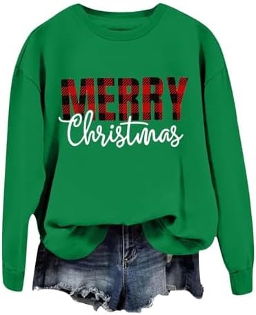 Christmas Women's Letter Printed Round Neck Pullover Street Long Sleeve Pullover Hoodie Sweat Shirts Women Trendy