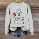 Halloween Women's Printed Crew Neck Long Sleeved Hoodie Pullover Hoodie Top Print Cardigans Women
