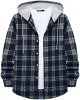 Hoodies for Men Fashion Long Sleeve Plaid Button Shirts Jacket With Hood Casual Stylish Drawstring Sweatshirts