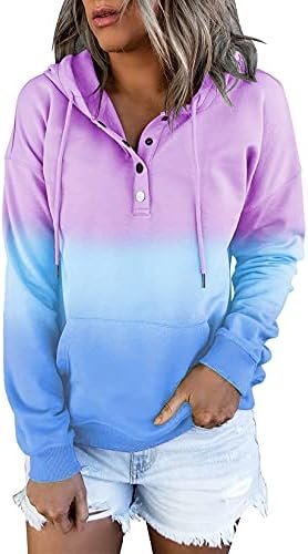Hooded Sweatshirts for Women Hoodies Pullover Casual Sports Top Button Down Shirt with Pockets
