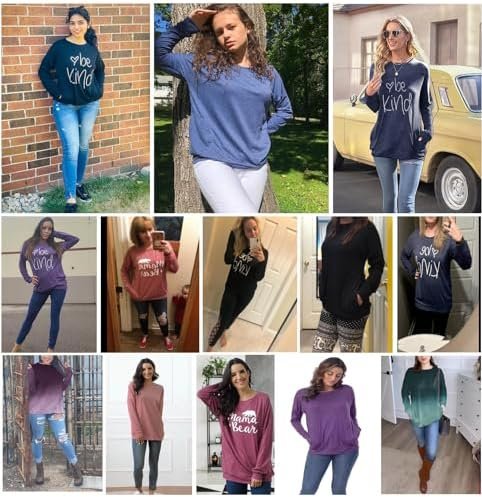Womens Sweatshirt Casual Loose Fitting Tops Long Sleeve T Shirt
