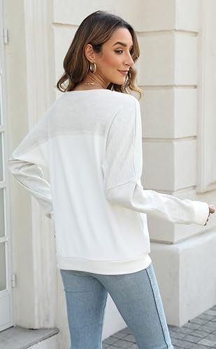 Women's Casual Long Sleeve Color Block Tops Lightweight Sweatshirts Soft Pullovers