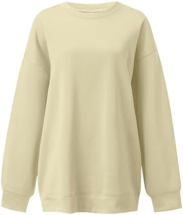 Womens Oversized Autumn And Winter Loose Top Solid Color Shoulder Sleeve Pullover Sweatshirt Sweater Petite Small