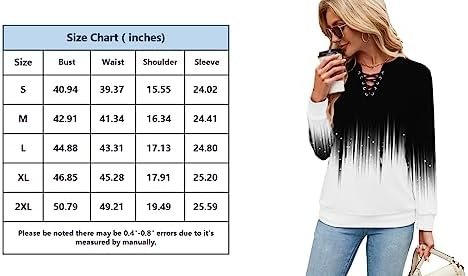 Women's Casual Sweatshirt Long Sleeve Trendy Lace Up Tops Lightweight V Neck Drawstring Pullover Tops