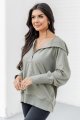 Women Casual Button V Neck Hoodies Oversized Pullover Sweatshirt Hooded Tops with Pockets