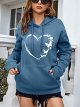 Women's Graphic Hoodies Heart Print Drawstring Long Sleeve Pocket Sweatshirt Pullover Tops
