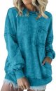 Sweatshirt For Women Solid Color Pockets Vintage Sweatshirts Fall Casual Top