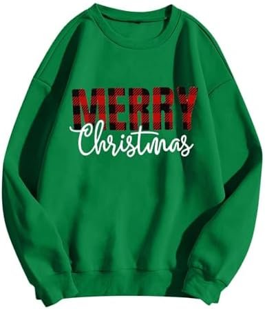Christmas Women's Letter Printed Round Neck Pullover Street Long Sleeve Pullover Hoodie Sweat Shirts Women Trendy