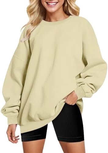 Womens Oversized Autumn And Winter Loose Top Solid Color Shoulder Sleeve Pullover Sweatshirt Sweater Petite Small