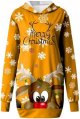 Christmas Women's Printed Long Sleeved Hooded Sweatshirt with Pocket Hoodie Pullover Dress Hoodie Peach Slip