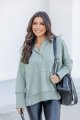 Women Casual Button V Neck Hoodies Oversized Pullover Sweatshirt Hooded Tops with Pockets