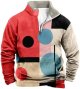 Winter Men's New Christmas Fashion Digital Printed Long Sleeve Stand Half Zip Plus Hoodie Lined