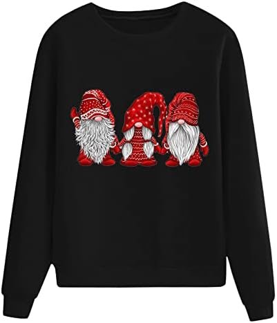 Women Christmas Print Casual Sweatshirt Round Neck Long Sleeve Raglan Sweatshirt Top College Sweatshirts Ladies